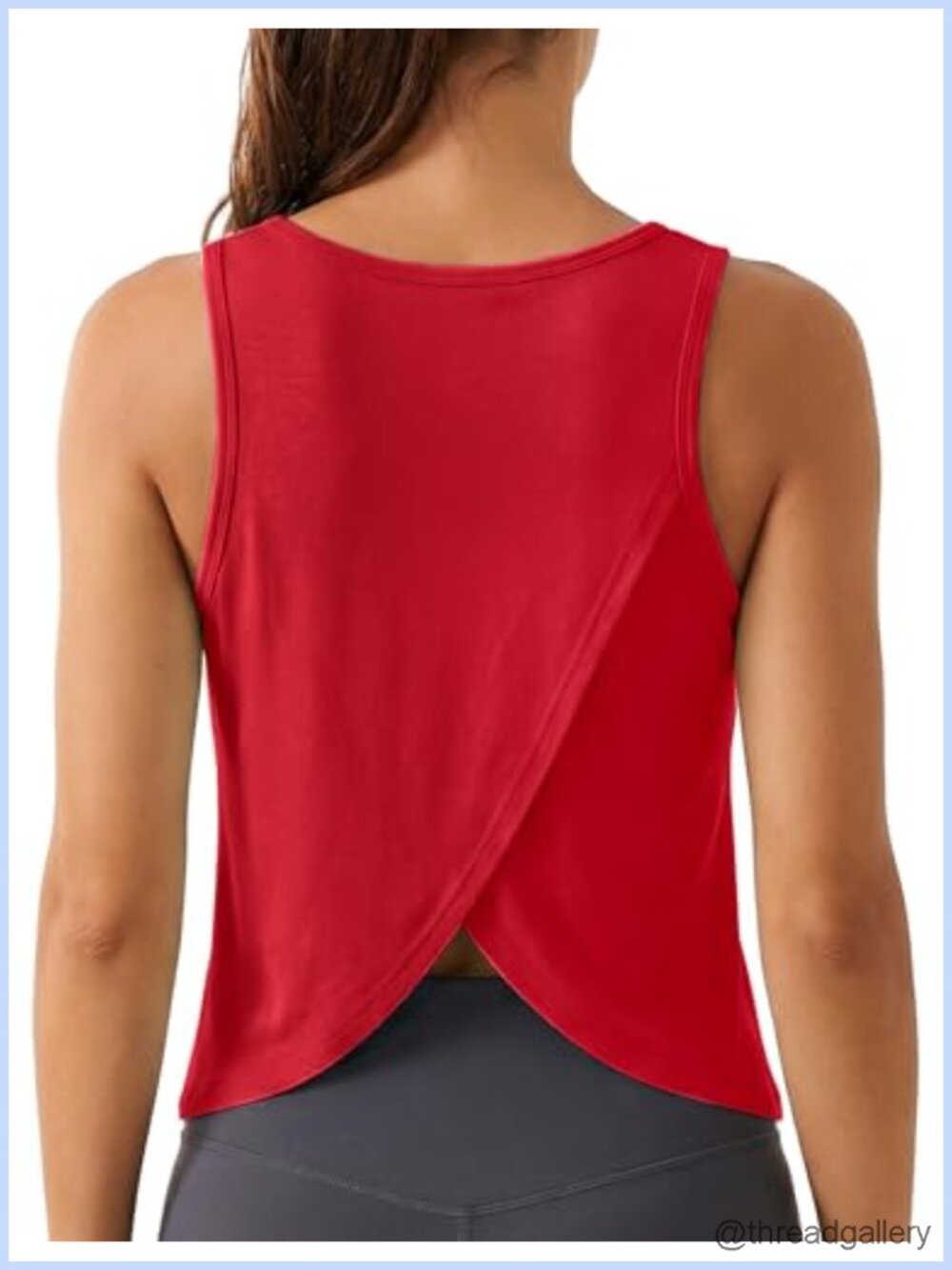 Quenteen Workout Tank Top Cropped Open Back Sleeveless V Neck Gym Yoga Athletic